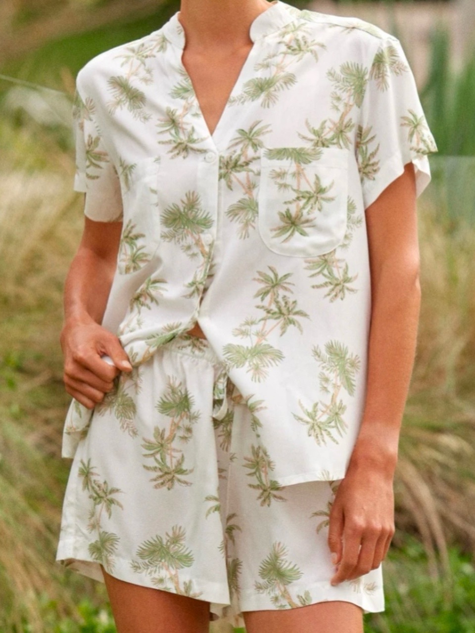 Piyama Palm Tree Print Pj Shorts
